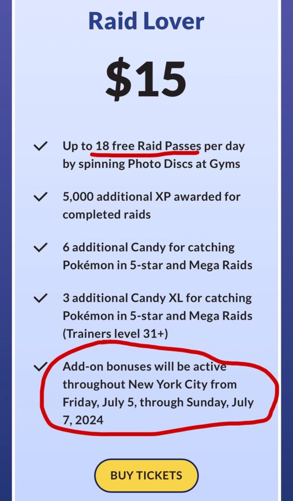 Does “Raid Lover” for GO Fest NYC add-on stay active through the weekend?