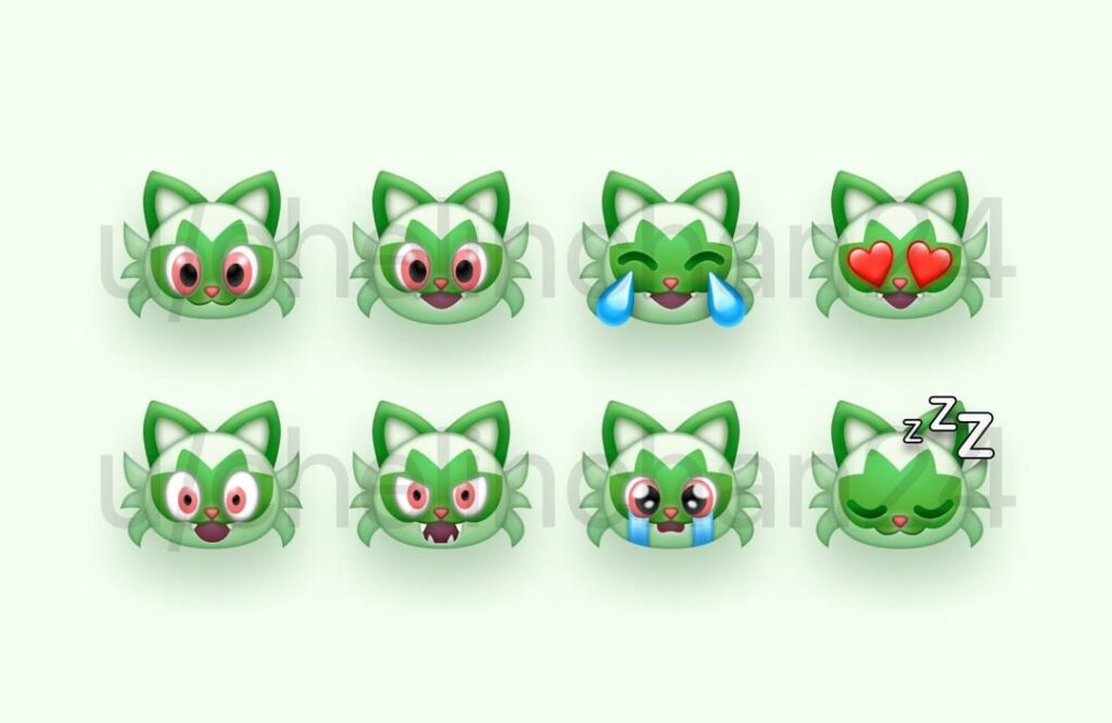 I made a set of Apple style Sprigatito emojis