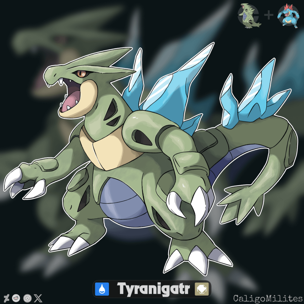 Feraligatr and Tyranitar Pokemon Fusion Fakemon