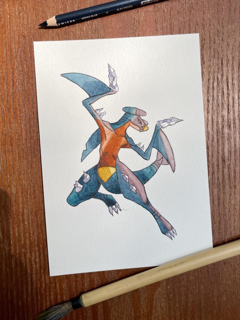 Painting Pokémon everyday with a prompt list. The word was crystal. So I made a crystal garchomp (oc)