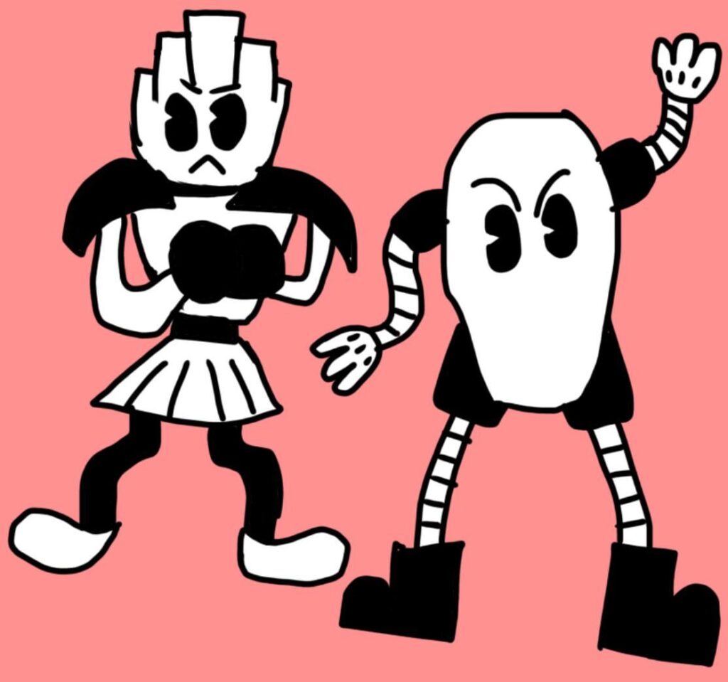 Not as in depth with lore as my nosepass convergents, but heres a hitmonchan and hitmonlee fairy/fighting regional form inspired by rubberhose cartoons