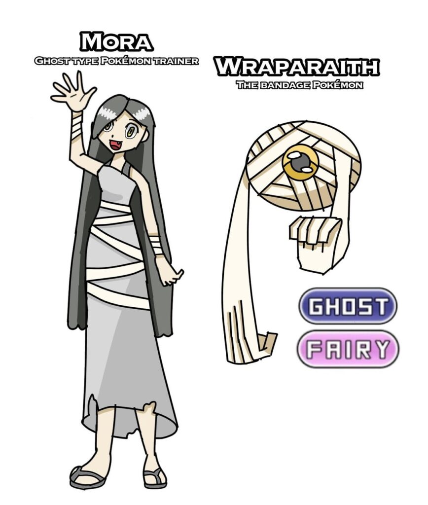 Wraparaith the bandage Pokémon and their trainer Mora