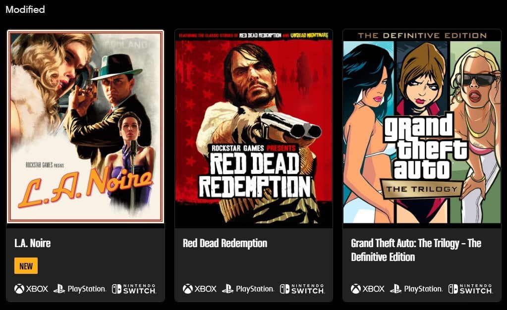 Rockstar Games has updated the platform list for "Games Included with GTA+" to include Nintendo Switch, but it is not currently used on the site. Rockstar may soon update these games on the Switch to be playable for free with a GTA+ subscription.