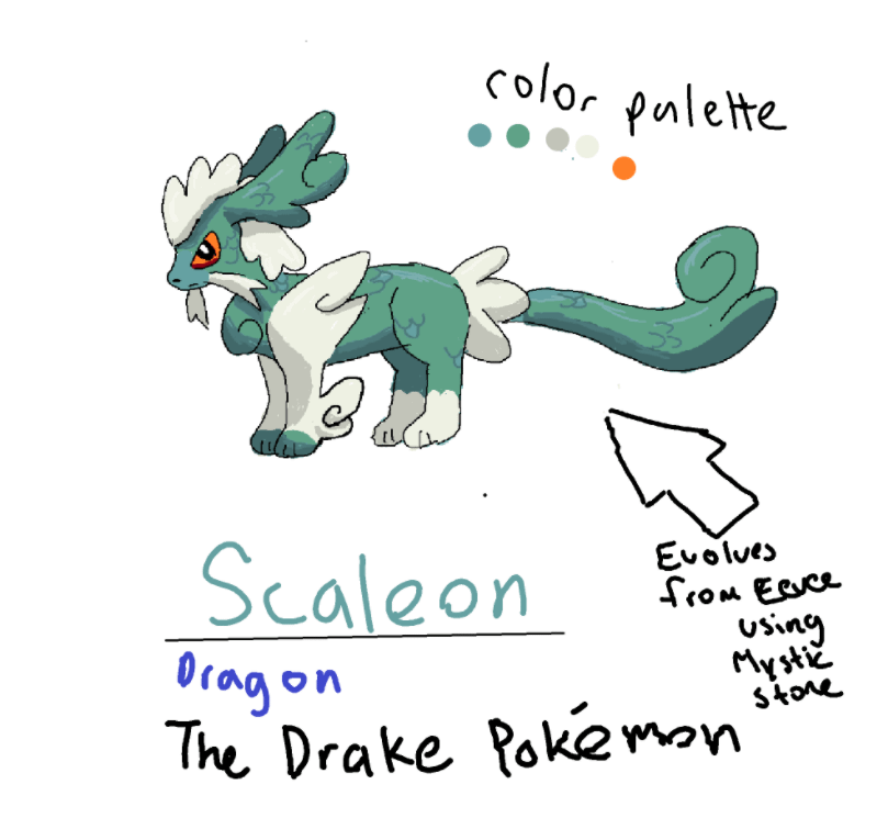 New Dragon eeveelution i drew for my scandinavian pokemon region and possible games, Pokemon Valor and Vile! i drew it in ms paint so its not the best, feel free to leave pokedex entry ideas below!