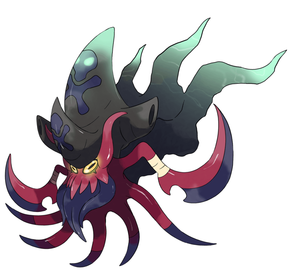 10 years later, in Alola, an arms race between two rivals rages in the oceans surrounding the islands. Meet one of the two combatants: Architeech, the spectral squid Pokemon!