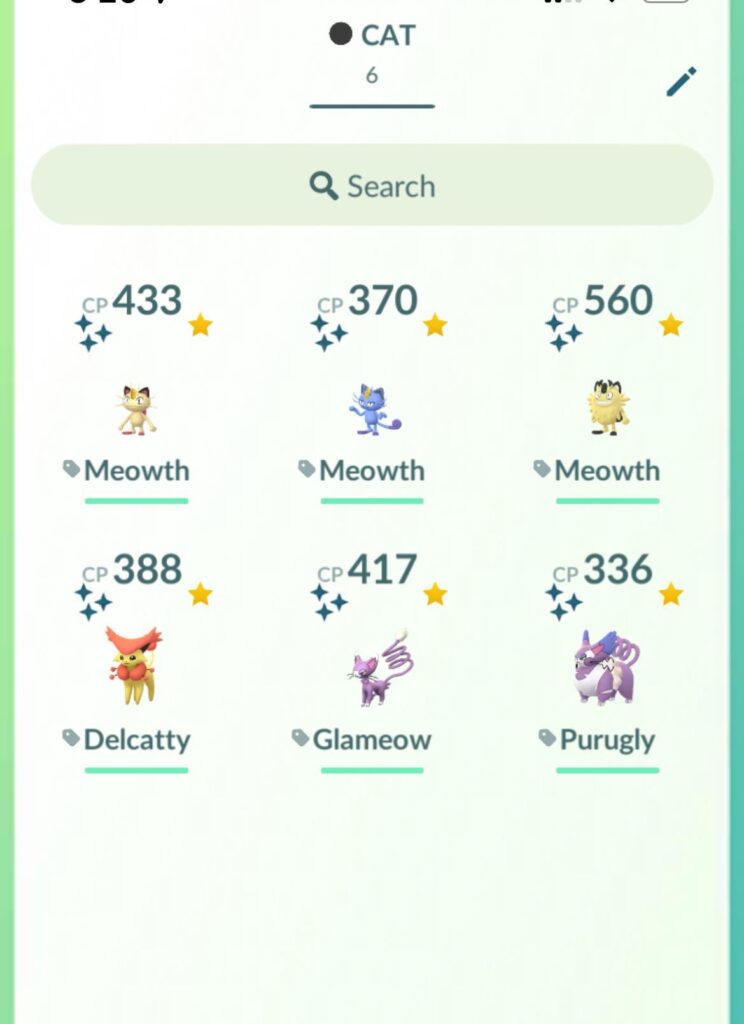 My full odds shiny cat collection 🤗