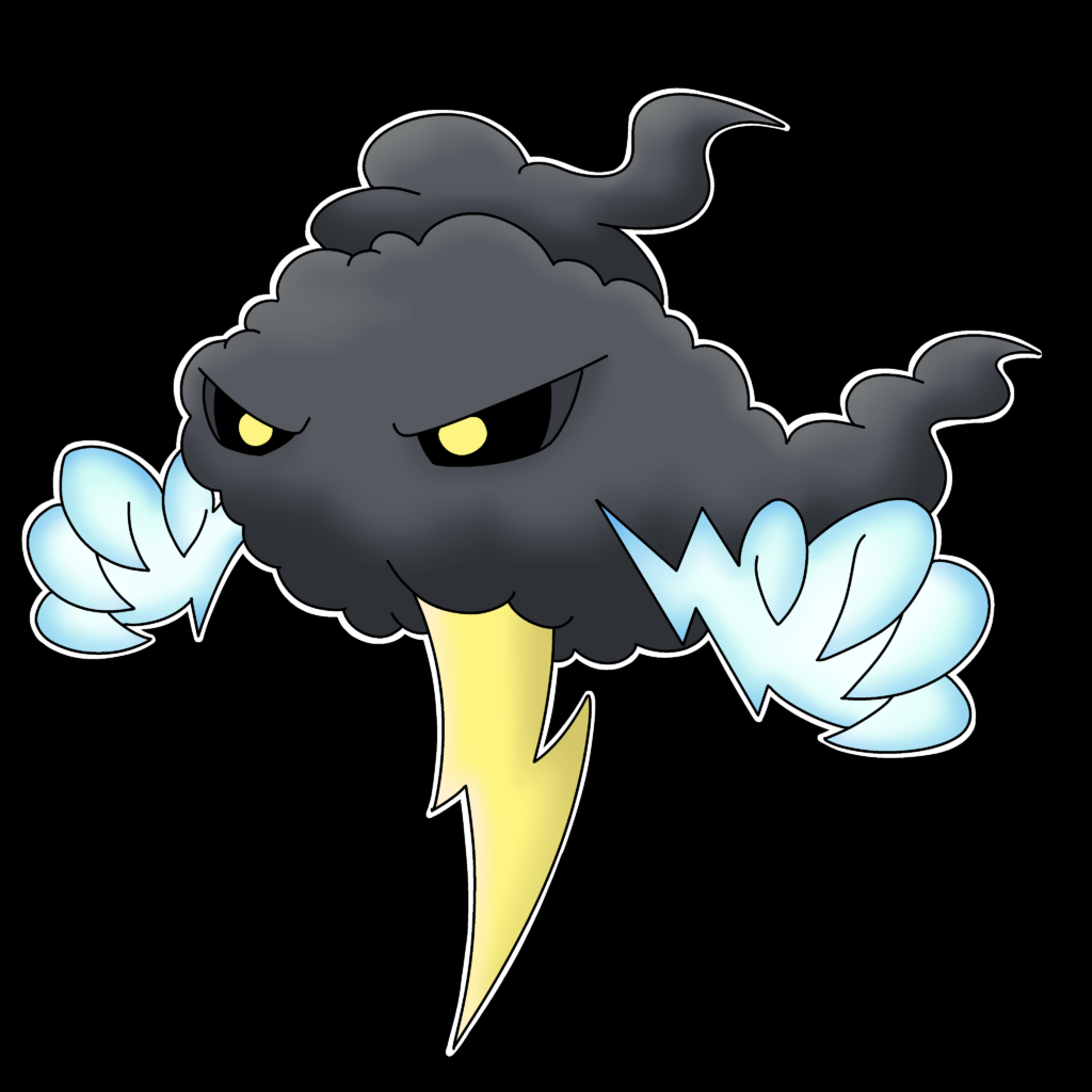 Ghost typed Lightning Fakemon I drew for someone else. My first post here.💛