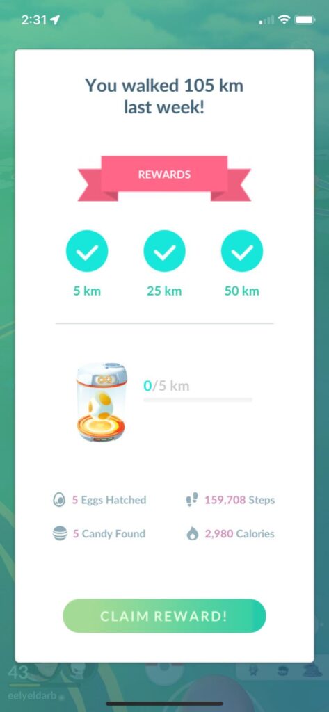 Unintentionally hit 100km for the first time last week