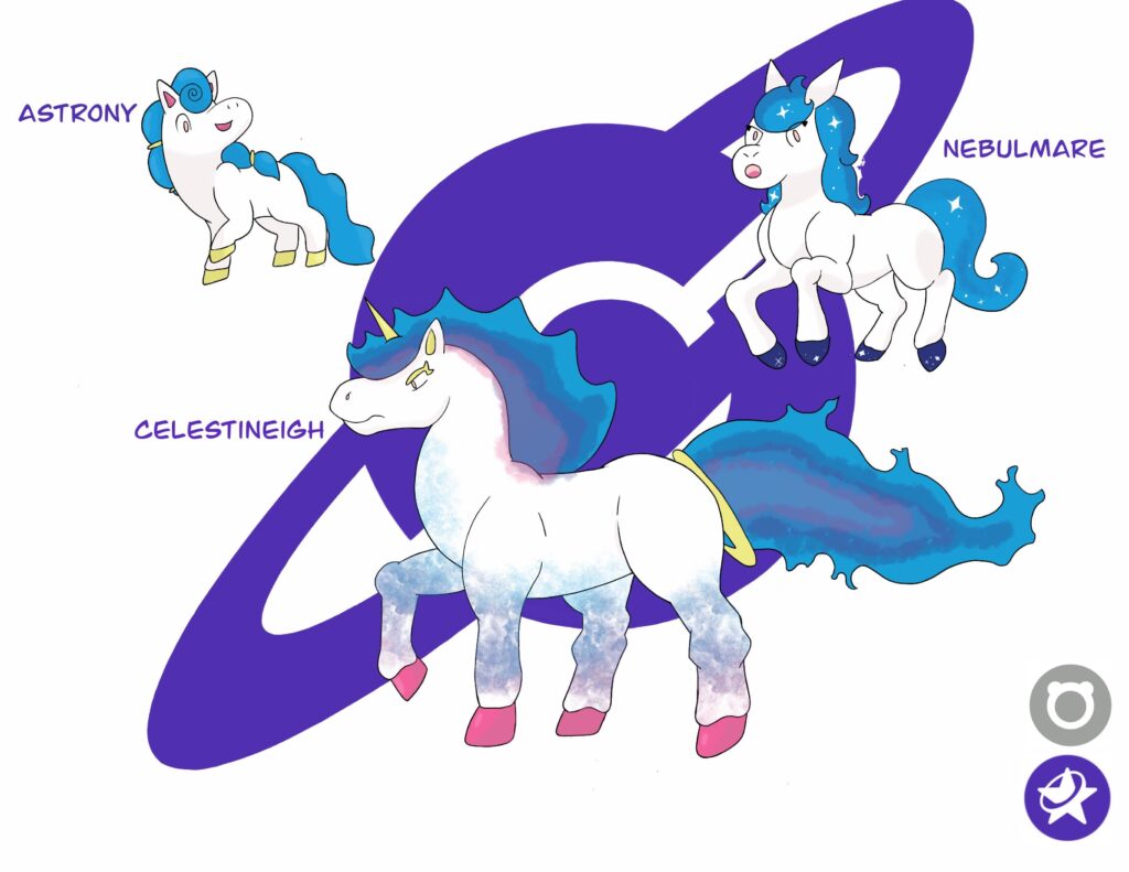 Some pokemon can fly you to different regions, but this astro pony will take you to alternate pokemon dimensions (this is with the fan-made cosmic type)