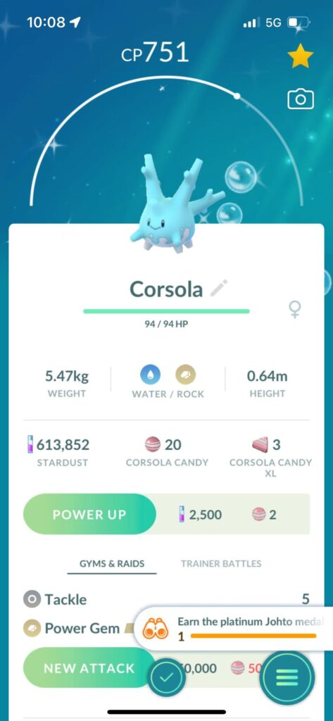 Got the Platinum Johto Medal!