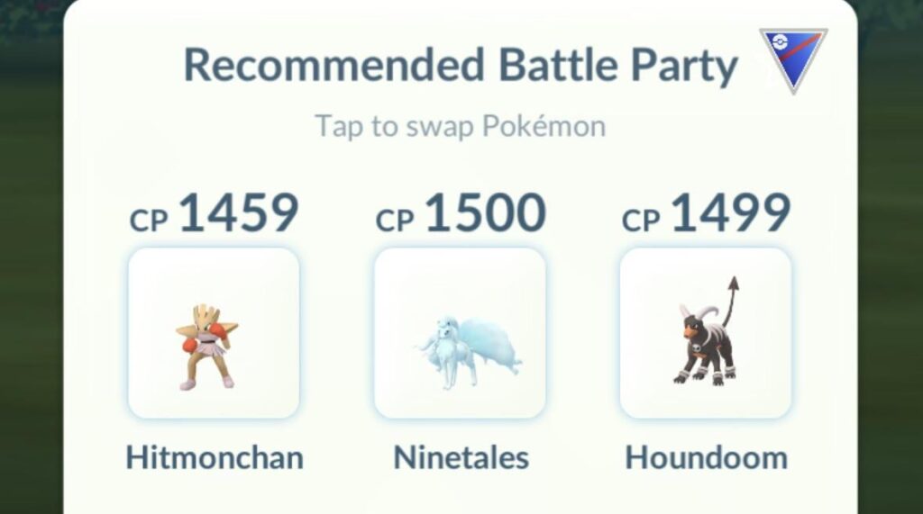 Is this a good line up? Hitmochan (Counter/ Close combat) Alolan Ninetails(Charm/ Blizzard) I did change from Dazzling Gleam to Blizzard, Was that a good move? Houndoom (Fire Fang/Crunch)