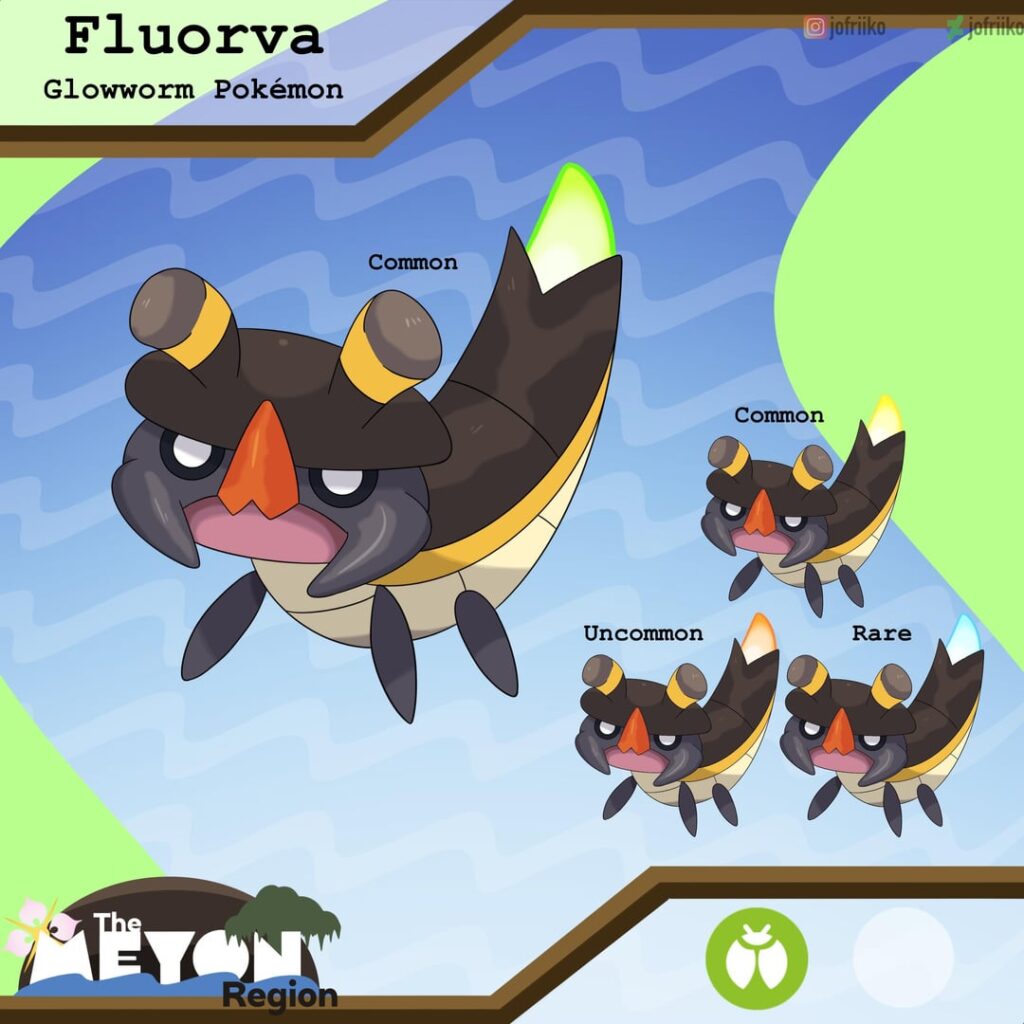 Meet Fluorva! Route 1 Bug Fakémon (REMAKE/Third slide is an old design)
