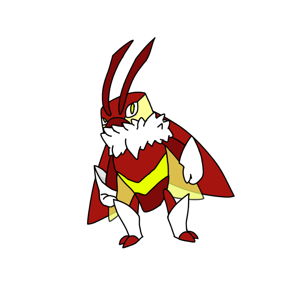 Its my first time drawing digitally, Introducing Heroach the Insipiration Pokemon, a Fighthing/Bug Type.