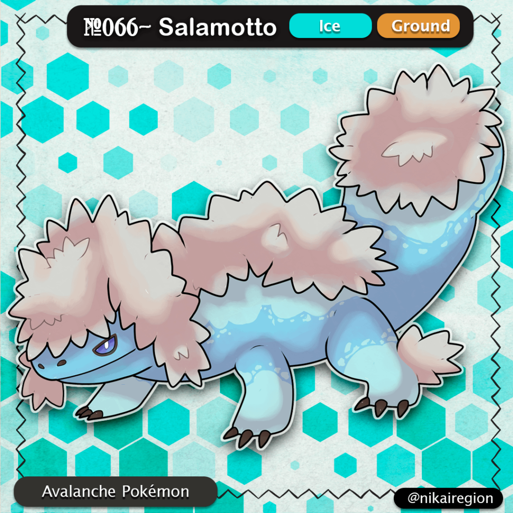 Avalanche Salamander Pokémon - Hanzaki Fakemon - Ice Ground Type- @nikairegion