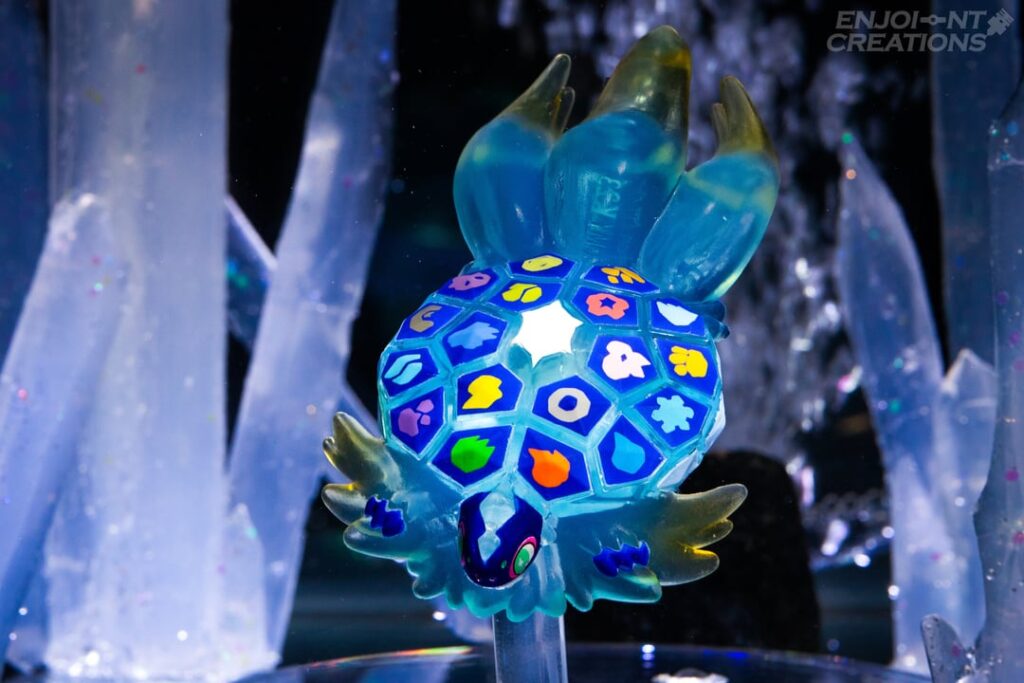 [OC] I Did an Area Zero Underdepths Inspired Submerged Photoshoot of the Stellar Form Terapagos Moncolle Figure for a Custom TCG Playmat 🐢✨