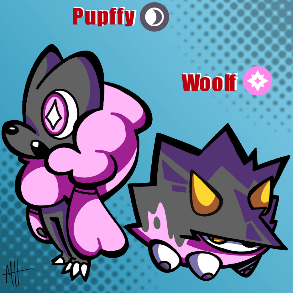 some rival pokemon based on the concept of a wolf in sheep's clothing and a sheep in wolf's clothing there is also a reference to the wolf in little red ridding hood for both of the evos