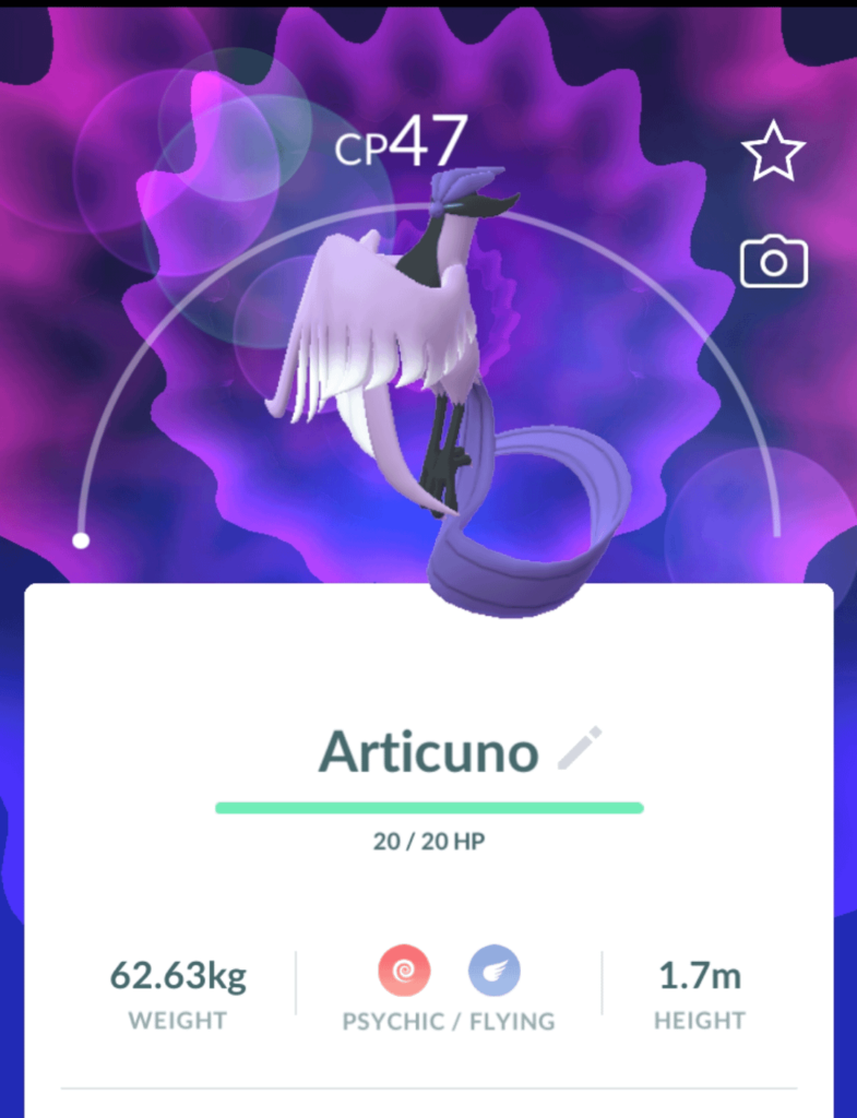 Got a level 1 galarian articuno just now