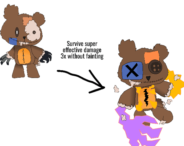 As soon as it is worn enough by attacks, a stronger paranormal force takes over, lifting the small plush up: meet Cranpriz (Crane + grand prize)