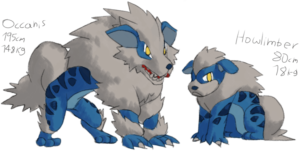 Occanis and Howlimber, they're like alternative versions of Arcanine and Growlithe from another universe