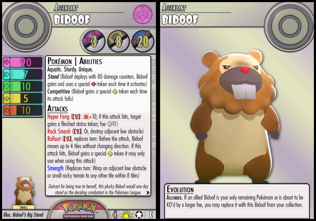 [OC] I homebrewed a tabletop card of Bidoof from "Bidoof's Big Stand."