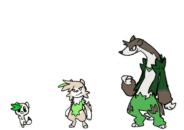 i used to draw fakemons when i was younger, but i often think of other art ideas when drawing them, so heres are the fakemon starters i made (somewhat inspired by pokemon clover)