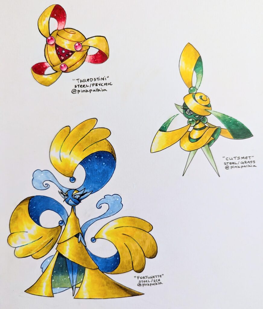 Finished remaking my legendary trio. Made with ink and Copic marker.