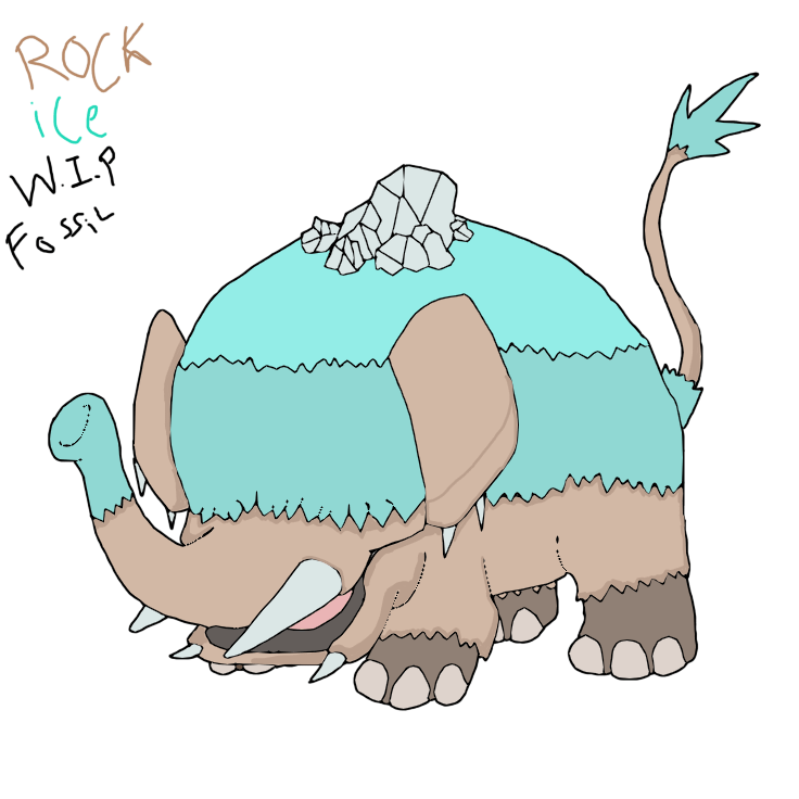W.I.P fakemon im working on based on the ancestor of elephants the primelephas working on shading rn but im really proud of it so if you have any tips or any ideas to add to it put it down below :)