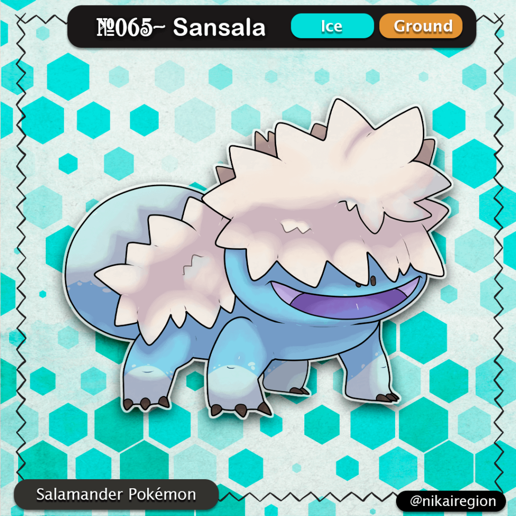 Snow Salamander Fakemon - Hanzaki Yokai Pokémon
