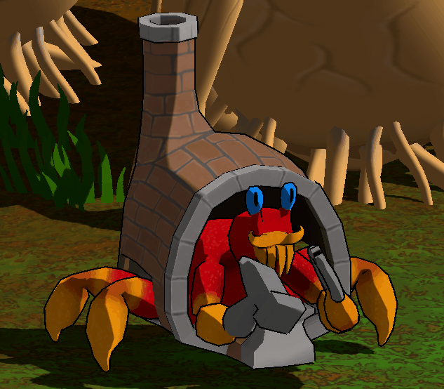 Volcark, a blacksmith hermit crab for a creature collection game I am making