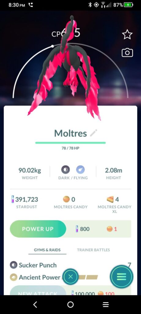 Caught a weird looking Moltres in front of my house. How the heck am I supposed to get more candies for it😭