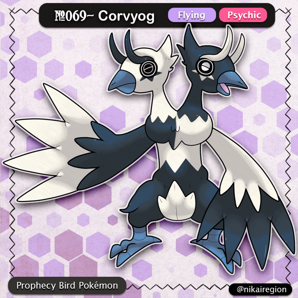 Yogen no tori Fakemon - Prophecy Bird Pokémon - Flying/Psychic Type - @nikairegion