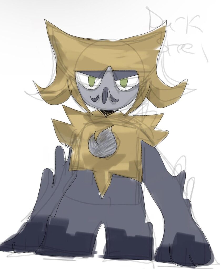 Quick doodle of a dark/steel fakemon based loosely on dark justiciars