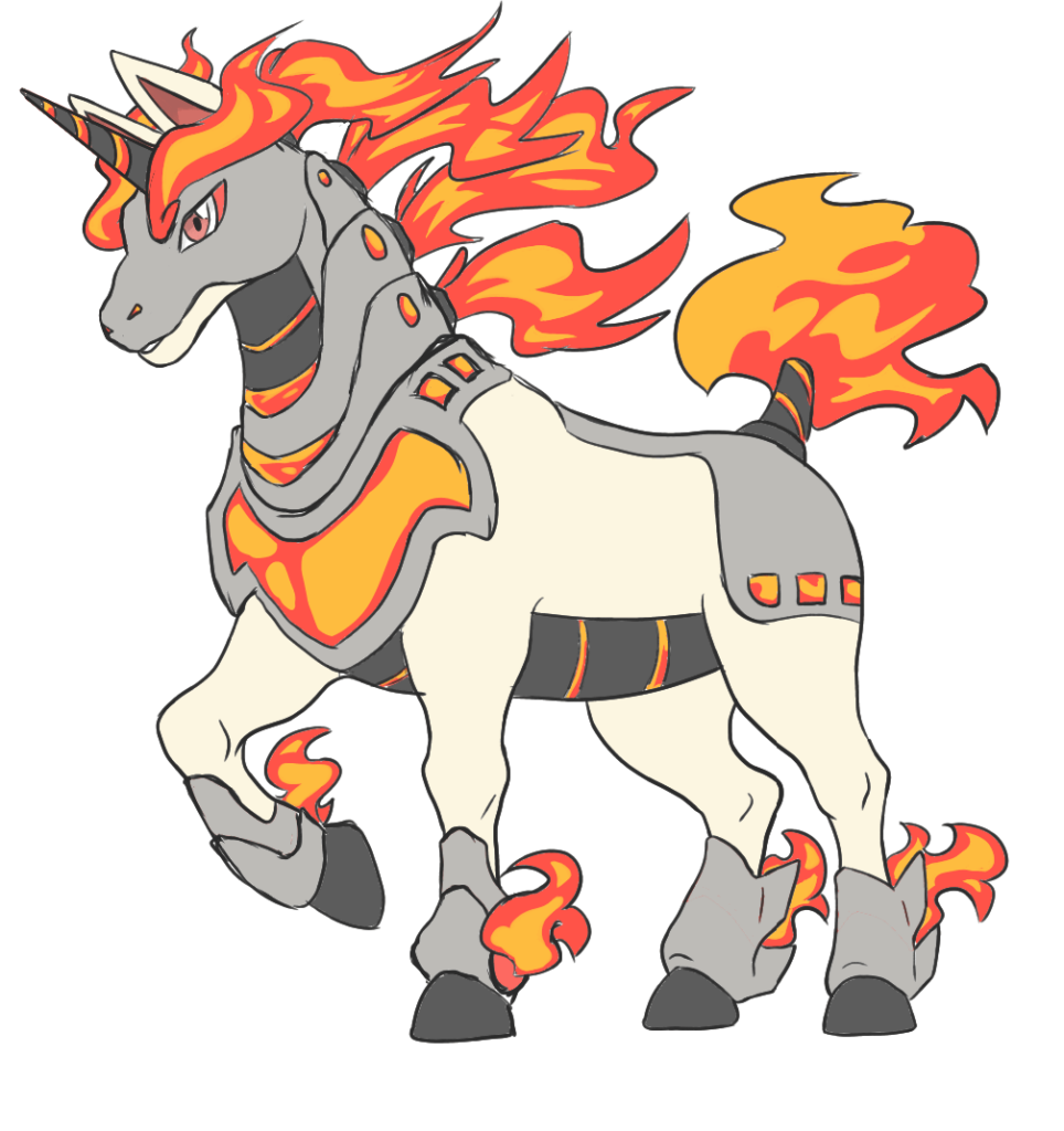 How can I make Regallion (Rapidash evo) more Steel-type and less horse-in-armor?