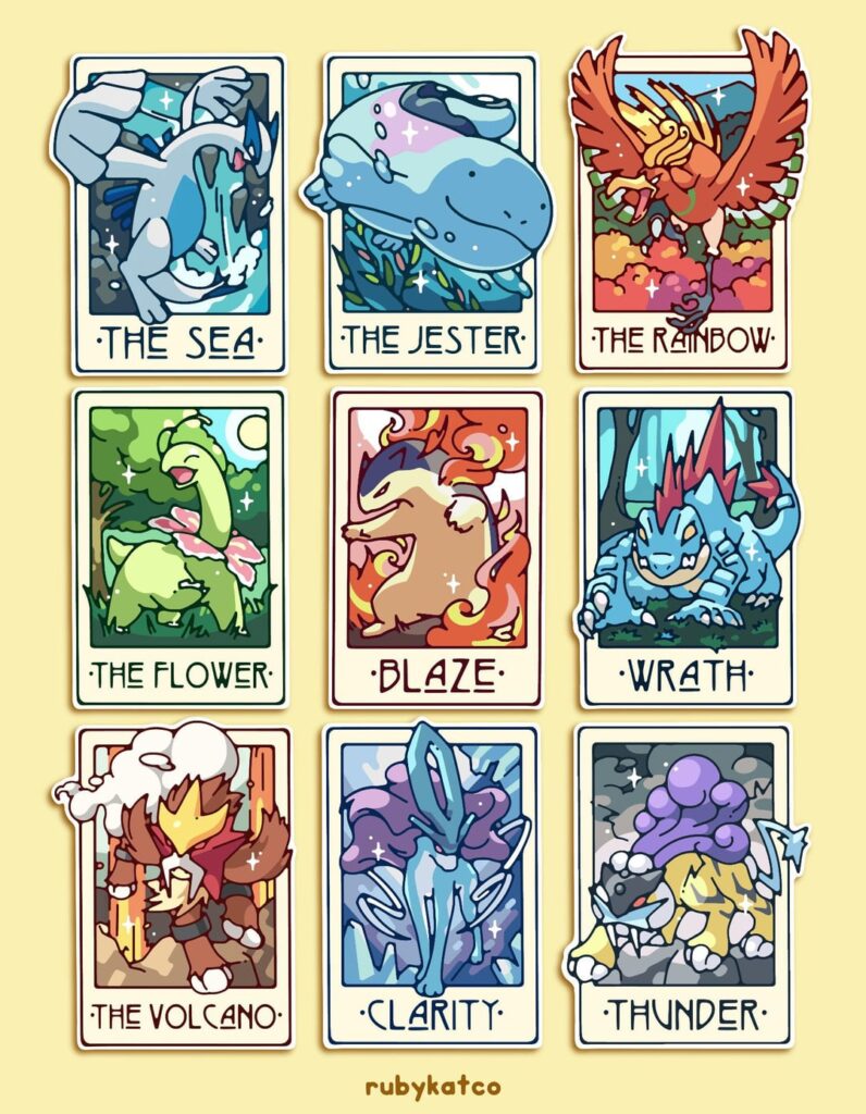 Johto Tarot Card stickers I just finished up :)