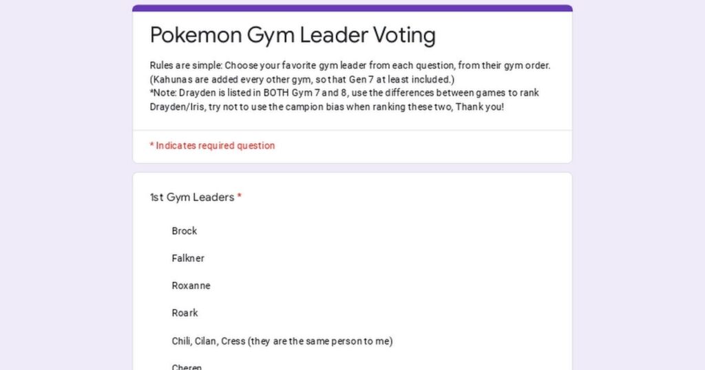 Who is your favorite Pokemon Gym Leader "Quiz"