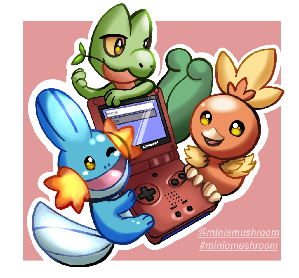 Doodle of the Hoenn starters! Art by me!