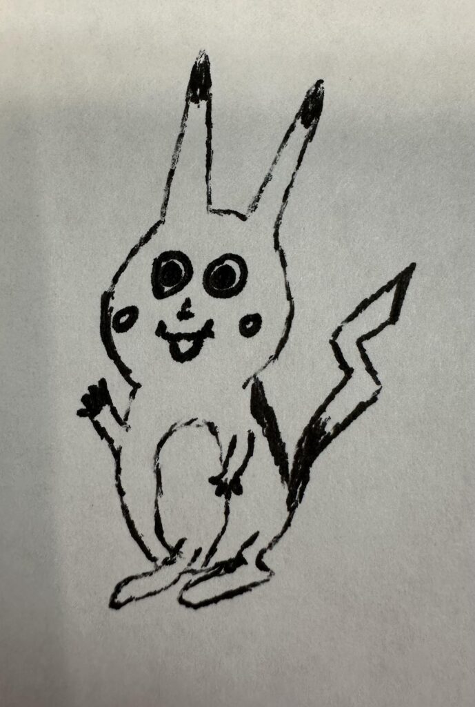 [OC] I was bored at work and tried drawing Pikachu from memory. Oh, and I have absolutely no artistic talent whatsoever.