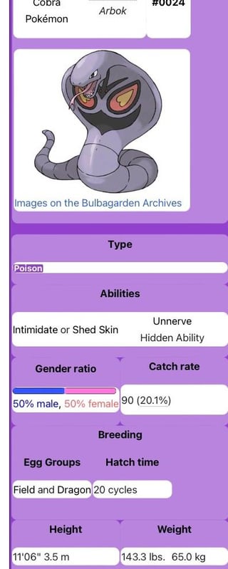 It pisses me off to an irrational degree that Arbok is the same height as Groudon and Miraidon