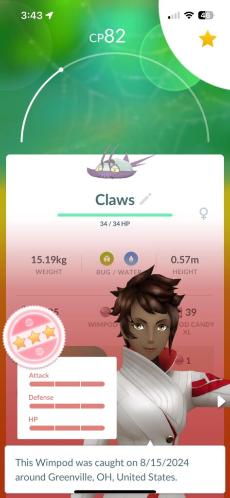 If I had a nickel for every crustacean Pokemon which I both caught a hundo and shiny of at roughly the same time, I’d have two nickels! Which isn’t a lot but it’s weird that it happened twice.