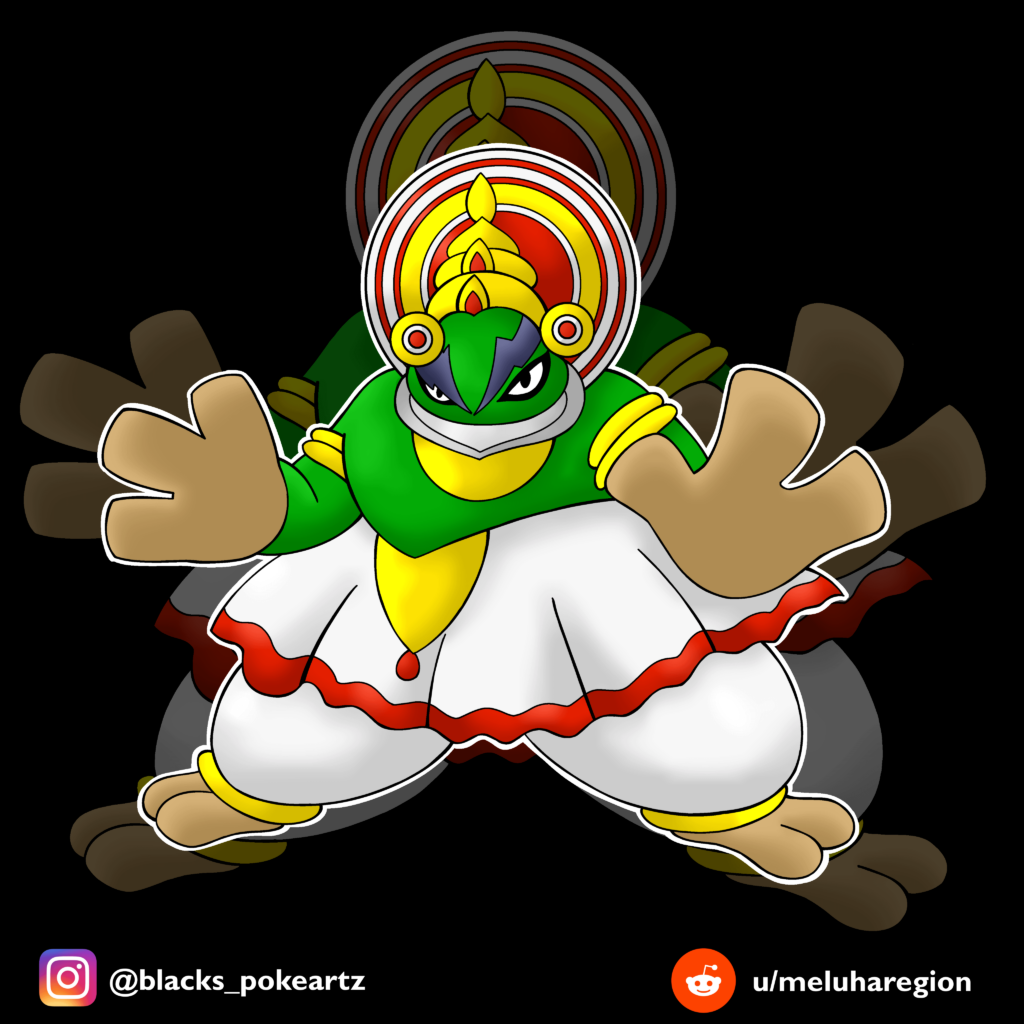 Meluhan Hariyama (OC). It is based on an Indian Classical Dance form - Kathakali. Redesigned