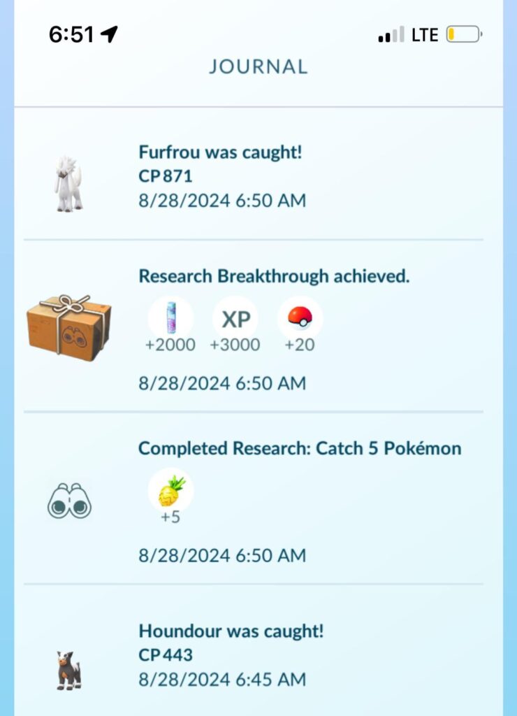 Anybody else ALWAYS get 2000 dust, 20 pokeballs, and a furfrou??