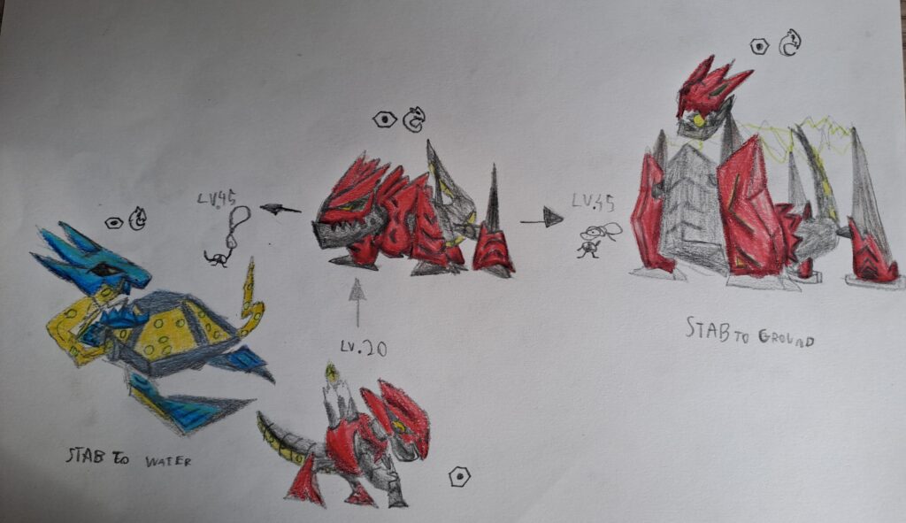 My first fakemons i created back in 2021, just with little bit dynamic poses
