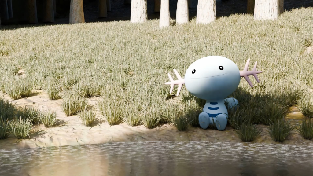 (OC) I learnt how to use blender a few weeks ago, here is a wooper chilling near the water
