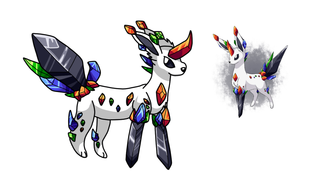 Quarron Rock type eevee (I'm trying this again because I ran into a weird glitch when trying to type so I deleted it, one on the left I drew however it isn't my design give me time to elaborate in comment section)