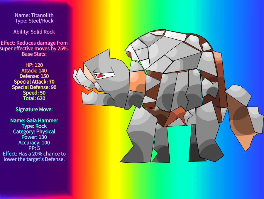 Titanolith the crushing pokemon