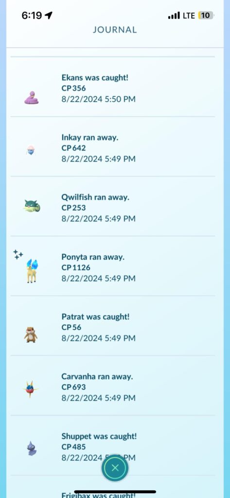 never check journal after using pokemon go +