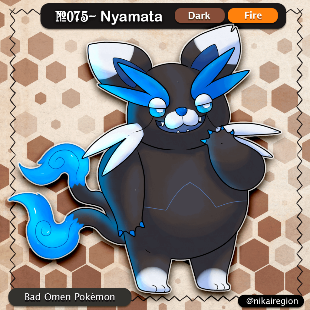 Nekomata Pokemon - Dark Fire Fakemon Cat - Yokai Japanese Pokemon Region @nikairegion