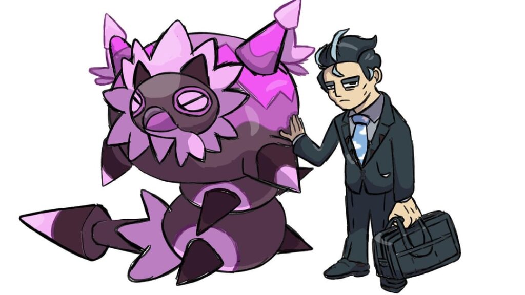 Larry and Aclinsparce (Sketch + Color, Shading and Lighting) (originale Fakemon from Dadrake95) (I don't usually draw humans, I did what I could)