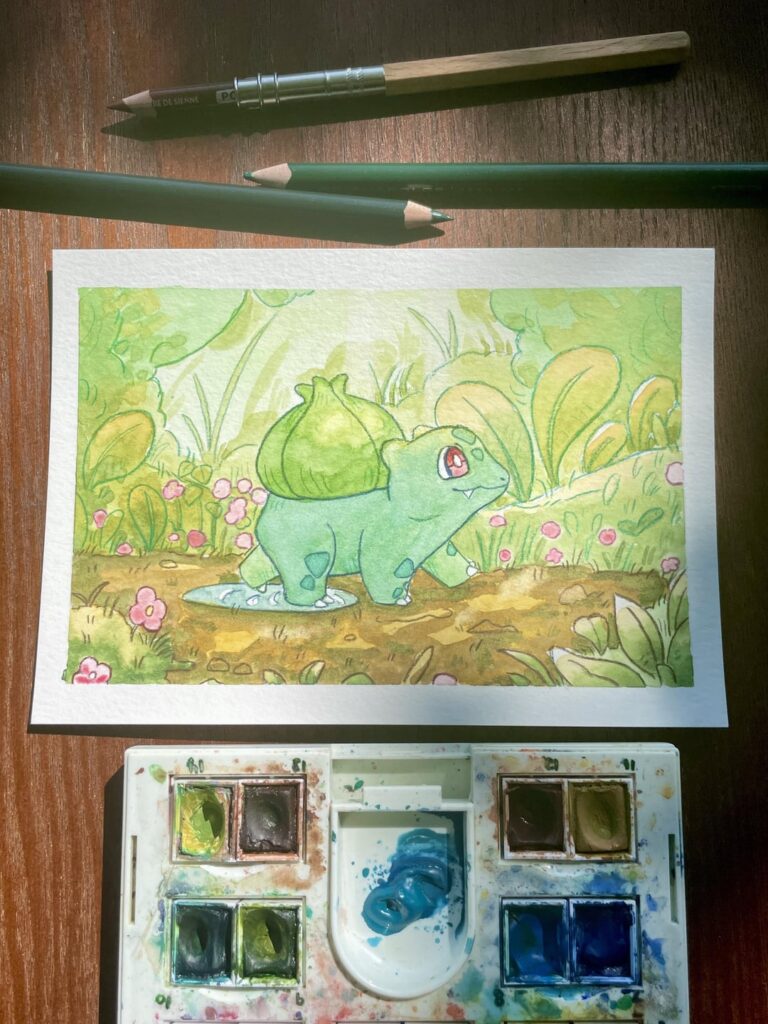 Bulbasaur trotting through the woods (oc)