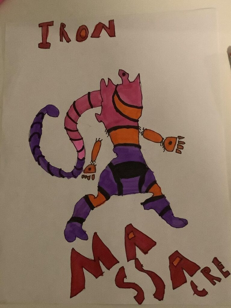 My fanart for my fakemon region it is a future paradox mewtwo and is supposed to reference all the mewtwo forms so far